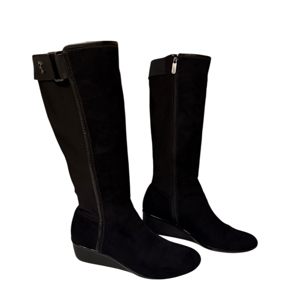 Calvin Klein, beautiful Black Knee-High Women's Boots suede leather soft & comfy - Picture 15 of 15